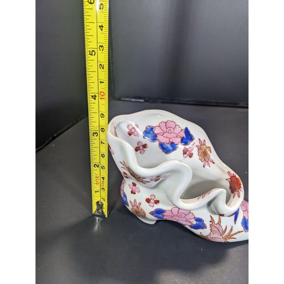 Vtg Set of 2 Porcelain Blue Pink Ruffle Victorian Style Shoe Boot Vase Planter - Picture 9 of 9